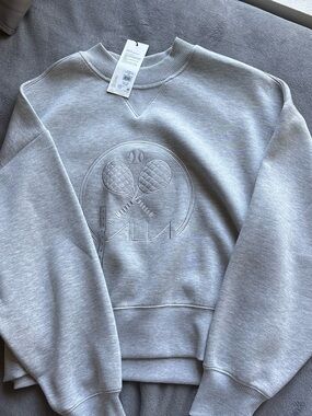 Calla Gray Embroidered Tennis Sweatshirt